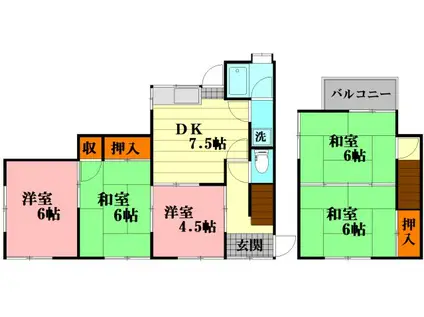 可部線 梅林駅(広島) 徒歩3分 2階建 築44年(5DK)の間取り写真