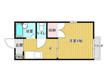 メゾンゆたか(1K/1階)の間取り写真