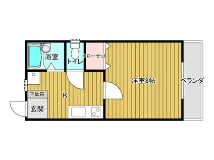 カーサタナカ(1K/1階)の間取り写真