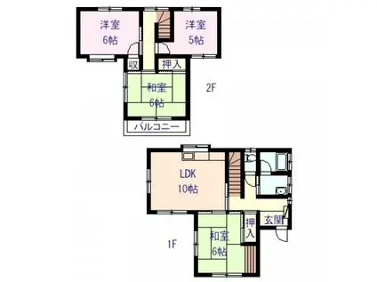 可部線 緑井駅 徒歩3分 2階建 築38年(4LDK)の間取り写真