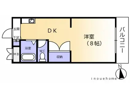 可部線 安芸長束駅 徒歩3分 3階建 築35年(1DK/2階)の間取り写真