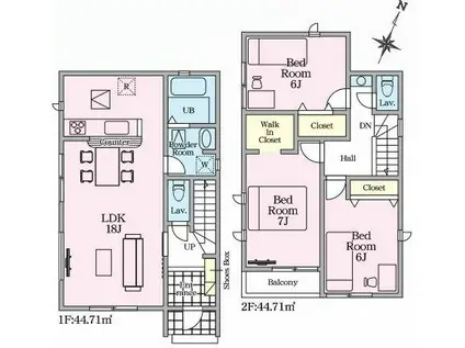 芸備線 下深川駅 徒歩13分 2階建 築1年(3LDK)の間取り写真