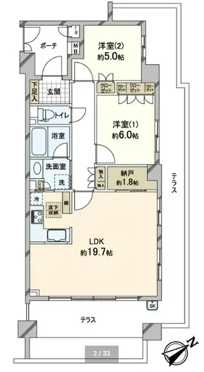 クレッセント茅ヶ崎松韻 1階階 間取り