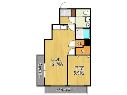フェルト1024(1LDK/5階)の間取り写真