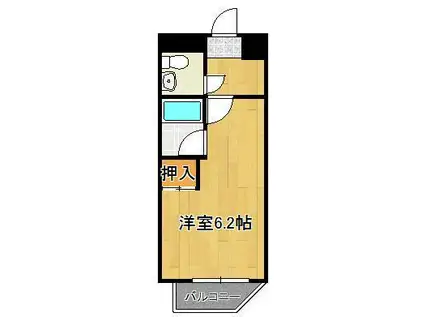 ベルガ中津口(ワンルーム/9階)の間取り写真