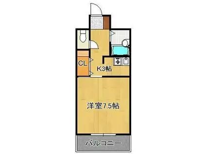 ピュアシティ小倉(1K/7階)の間取り写真