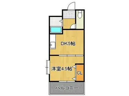 ピュアシティ小倉(1DK/3階)の間取り写真