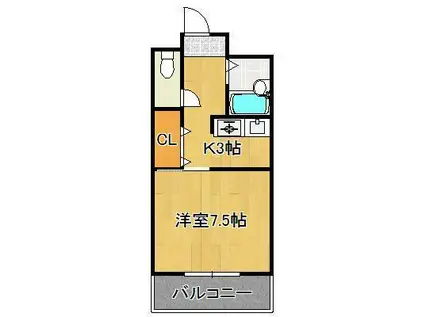 ピュアシティ小倉(1K/10階)の間取り写真