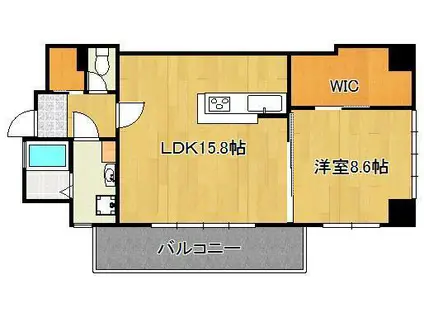 SQUARE152(1LDK/3階)の間取り写真