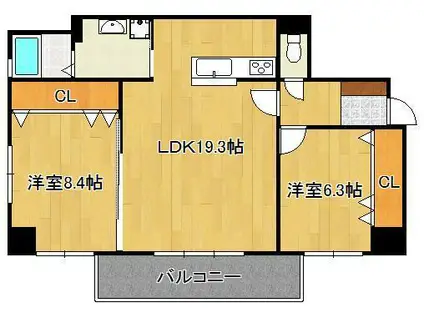 SQUARE152(2LDK/4階)の間取り写真