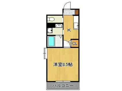 ヒルズ鍛冶町(1K/7階)の間取り写真