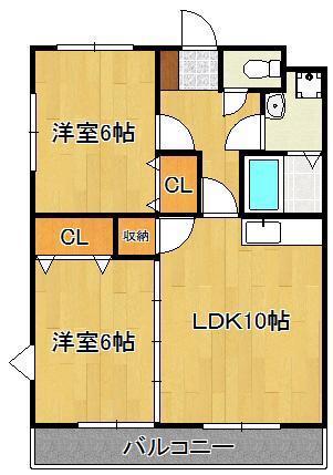 エコ・フローラ須賀(2LDK/2階)の間取り写真