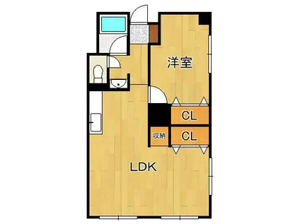 高浜ビル(1LDK/4階)の間取り写真