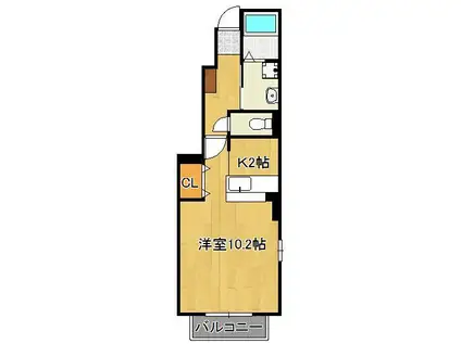 クリス山門(ワンルーム/1階)の間取り写真