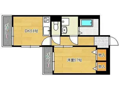 ギャラン小文字(1DK/6階)の間取り写真
