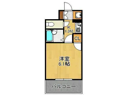 ライオンズマンション三萩野駅前(1K/2階)の間取り写真