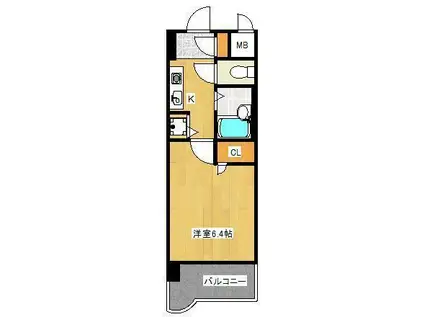 ライオンズマンション小倉駅南第2(1K/6階)の間取り写真