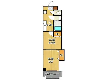 中津口センタービル(2K/10階)の間取り写真