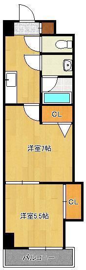 中津口センタービル(2K/5階)の間取り写真