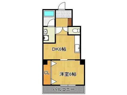 ザ・ポムロール(1DK/4階)の間取り写真