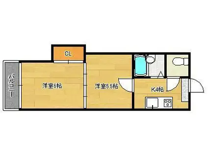 ロイヤルグランデ(2K/13階)の間取り写真