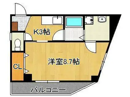 矢島ビル(1K/3階)の間取り写真
