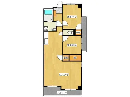 デザイナープリンセスKY(2LDK/8階)の間取り写真