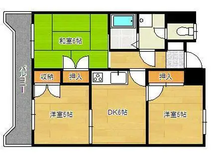 サンラビール小倉(3DK/8階)の間取り写真