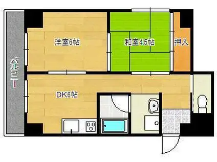 平和ビル(2DK/4階)の間取り写真