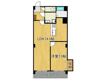  グランベール小倉駅前(1LDK/2階)の間取り写真