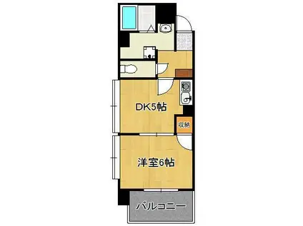 ハートピア鍛冶町(1DK/2階)の間取り写真