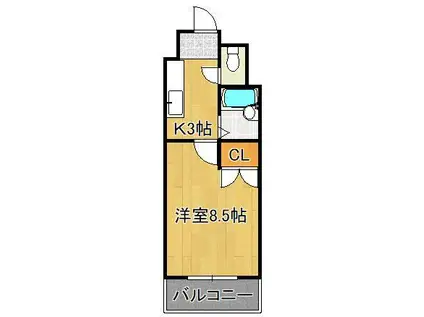 F′S FLATS古船場(1K/6階)の間取り写真