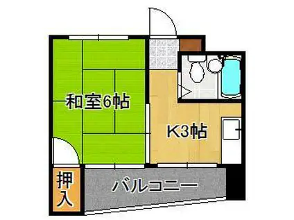 小倉ホースビル(1K/3階)の間取り写真