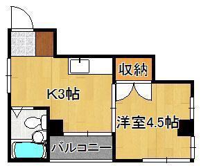 小倉ホースビル(1K/5階)の間取り写真