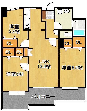 ニューサンリバー12番館(3LDK/12階)の間取り写真