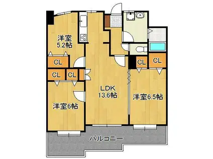 ニューサンリバー12番館(3LDK/7階)の間取り写真