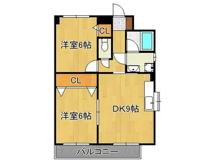 プラージュ門司港(2DK/2階)の間取り写真