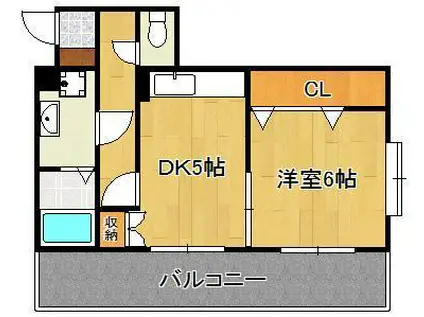 リファレンス小倉(1DK/4階)の間取り写真