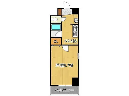 ケイズプレイス旦過(1K/3階)の間取り写真