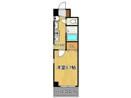 ケイズプレイス旦過(1K/6階)の間取り写真