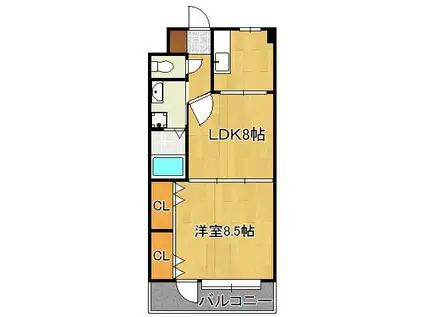 浅野ベイタワー(1LDK/6階)の間取り写真