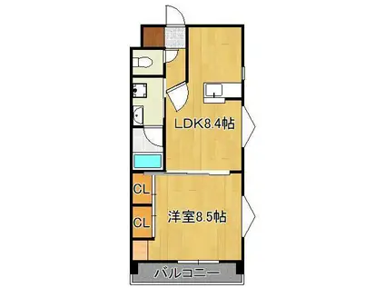 浅野ベイタワー(1LDK/7階)の間取り写真