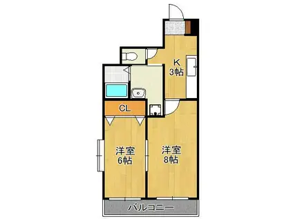 プリンセス香春口(2K/10階)の間取り写真