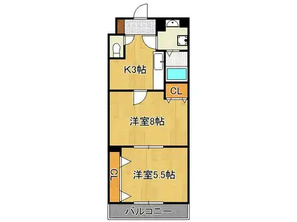 プリンセス香春口(2K/5階)の間取り写真