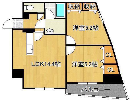 オールセインツ(2LDK/5階)の間取り写真