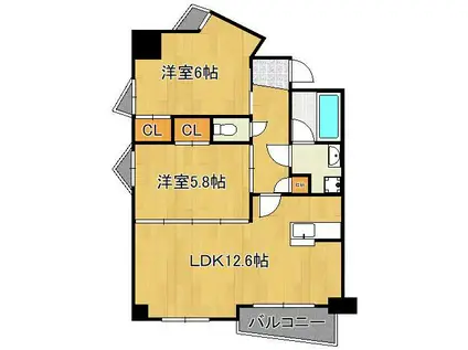 オールセインツ(2LDK/14階)の間取り写真