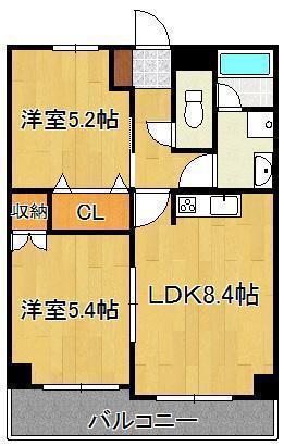 オールセインツ(2LDK/7階)の間取り写真
