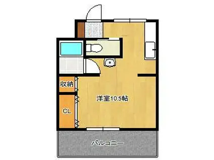 コーポニシカワ(ワンルーム/3階)の間取り写真