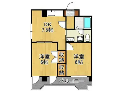 コーポ小林 小倉(2DK/3階)の間取り写真