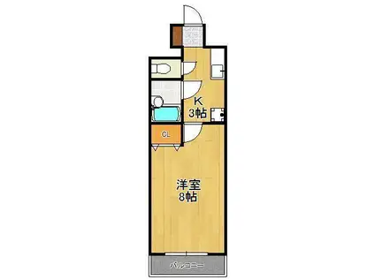 BERGAMOTTO馬借(1K/2階)の間取り写真